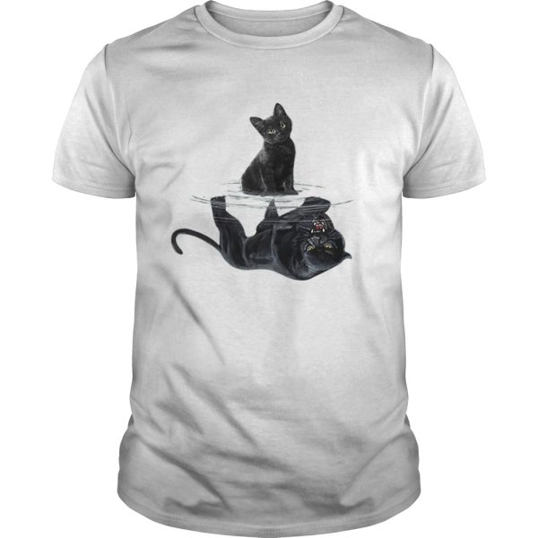 Black cat water mirror reflection black panther shirt