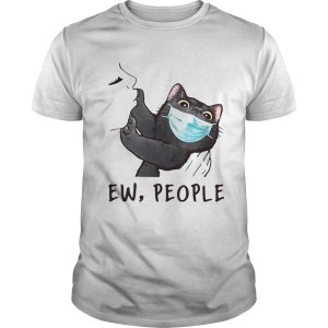 Black cat wear medical mask ew people covid19 shirt