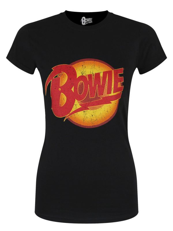 Bowie Vintage Diamond Dogs Logo Ladies Black T-Shirt
