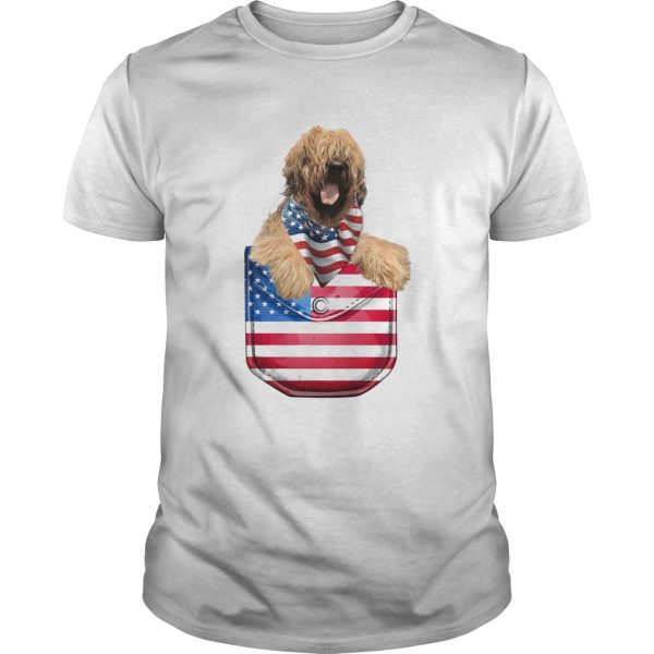 Briard pocket american flag independence day shirt