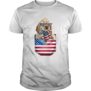 Buff cocker spaniel pocket american flag independence day shirt