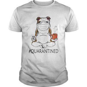 Bulldogs yoga and drink coffee quarantined mask covid19 shirt