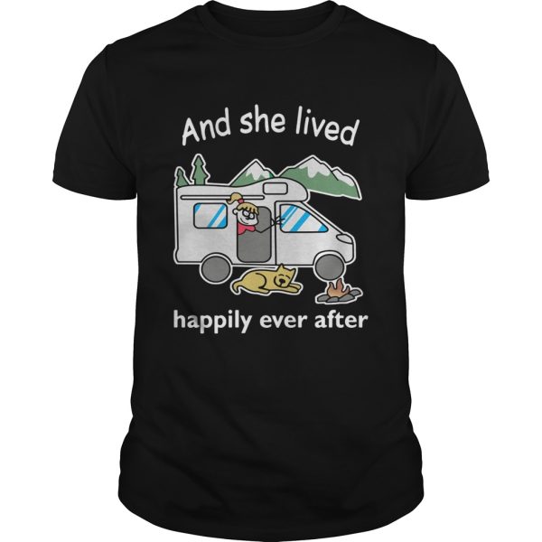 Camping girl and dog and she lived happily ever after shirt