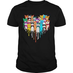 Cat color heart shirt