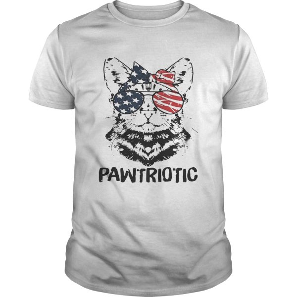 Cat with American flag sunglasses pawtriotic shirt