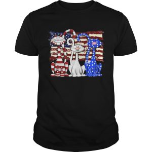 Cats 2 flag US American flag Independence Day veteran shirt