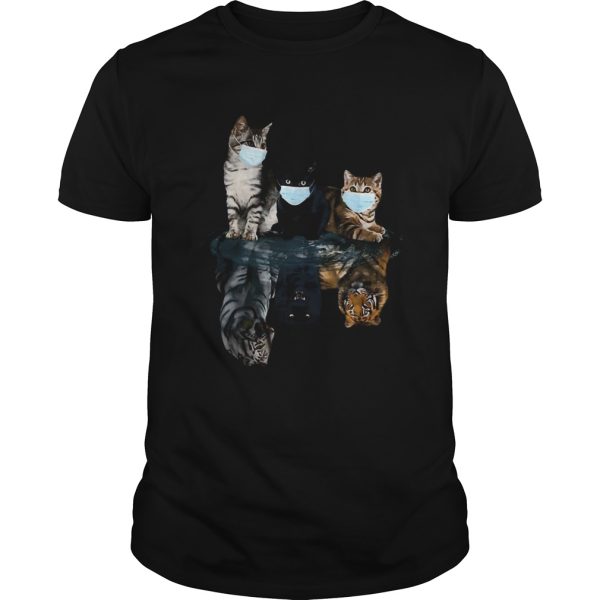 Cats Face Mask Water Reflection Tigers shirt