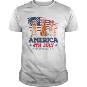 Cool Golden Retriever America 4th July Independence Day T-shirt