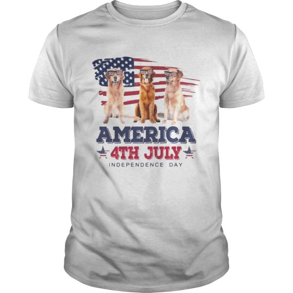 Cool Golden Retriever America 4th July Independence Day T-shirt