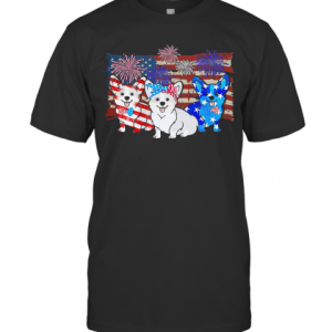 Corgi Firework American Flag Independence Day T-Shirt