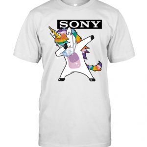 Dabbing Unicorn Mask Sony Logo Coronavirus T-Shirt