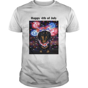 Dachshund American Flag fireworks happy 4th of July shirt