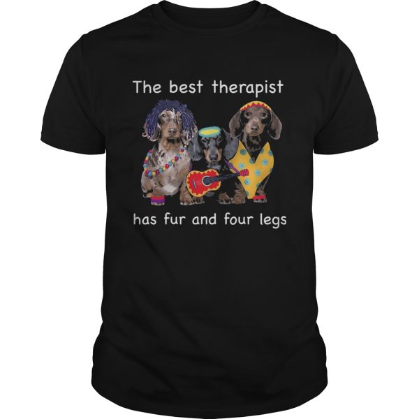 Dachshund band the best therapist has fur and four legs shirt