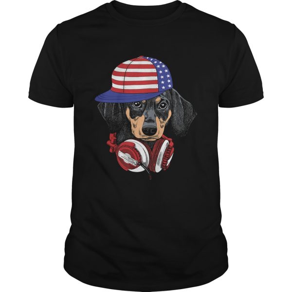 Dachshund listen American flag veteran Independence Day shirt