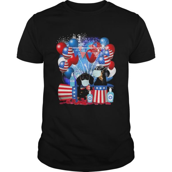 Dachshund mask happy American flag veteran Independence Day shirt