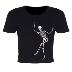 Dancing Skeleton Black Crop Top 1