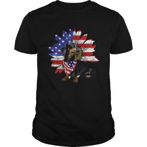 Daschund America flag sunflower shirt