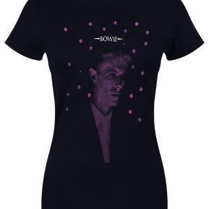 David Bowie Dots Ladies Navy Blue T-Shirt