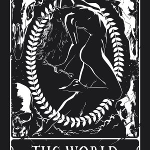Deadly Tarot The World Ladies Premium Black T Shirt 3