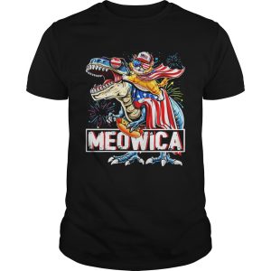 Dinosaur and cat merica American flag veteran Independence day shirt