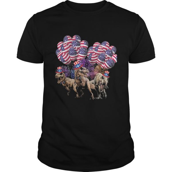 Dinosaur balloon american flag independence day shirt