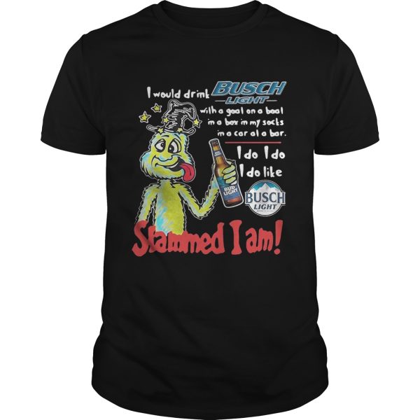 Dr. Seuss slammed I am I would drink Busch Light with a goat on a boat shirt