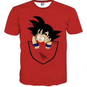 Dragon Ball Cute Goku Kid Pocket Simple Design Streetwear T-Shirt