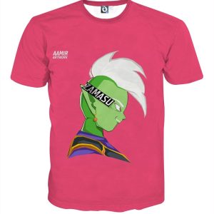 Dragon Ball Super Cool Grin Zamasu Potara Earring Pink T-Shirt