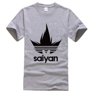 Dragon Ball Z Black Saiyan Adidas Parody Print Gray T-Shirt