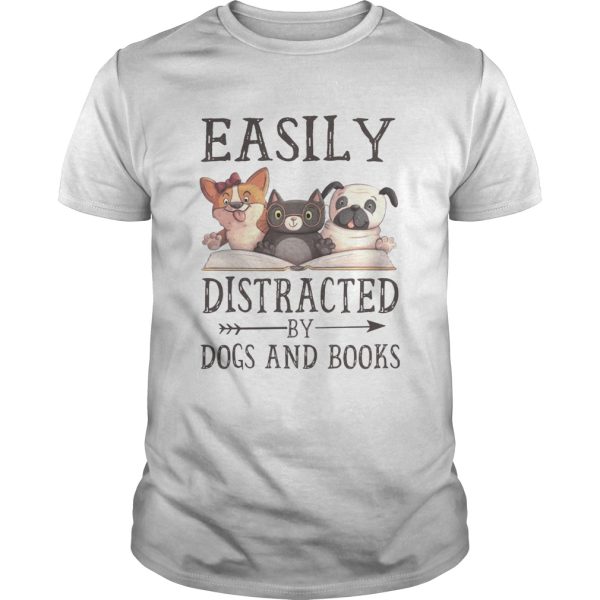 Easily Distracted By Dog And Books T-Shirt