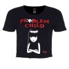 Emily The Strange Problem Child Ladies Black Cropped Raw Hem T-Shirt