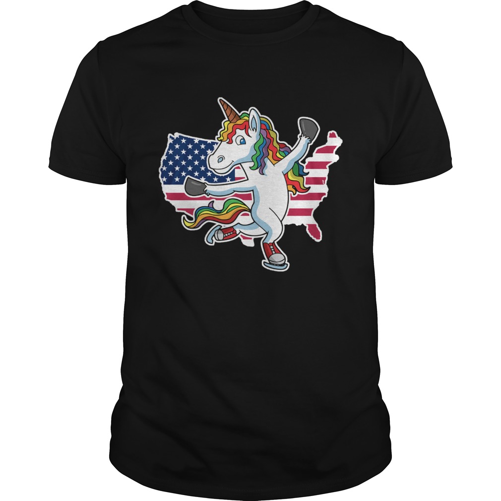 Figure Skating Unicorn American flag shirt