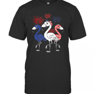 Flamingo American Flag Veteran Independence Day T-Shirt