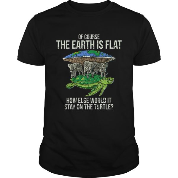 Flat Earth Society Turtle Elephants Stay On The Turtle shirt