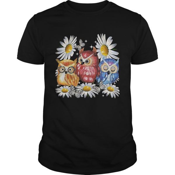 Flowers daisy butterflys owls shirt