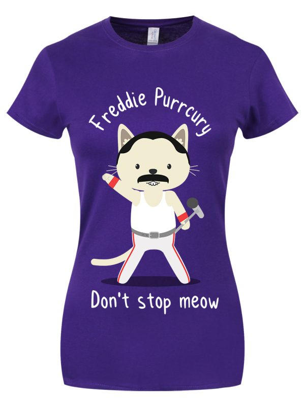 Freddie Purrcury Ladies Purple T-Shirt