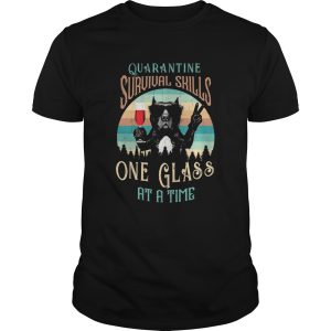 French bulldog drink wine quarantine survival skills one glass at a time vintage shirt