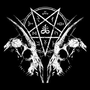 Goat Skull Pentagram Ladies Black Crop Top 3