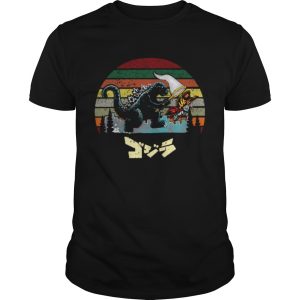 Godzilla catching kaiju vintage sunset shirt