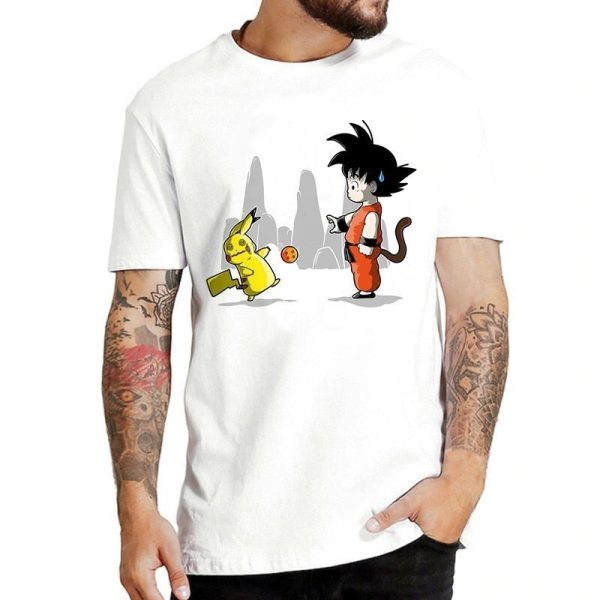 Goku Throwing A Dragon Ball At Pikachu T-Shirt