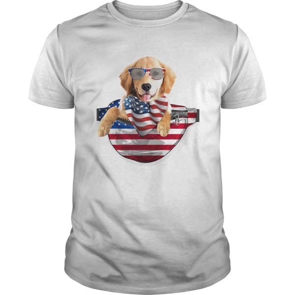 Golden retriever pocket american flag independence day shirt