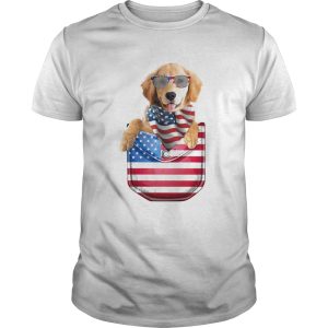 Golden retriever waist pack american flag independence day shirt