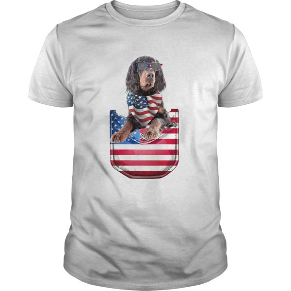 Gordon setter pocket american flag independence day shirt