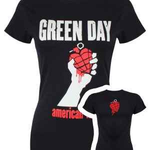 Green Day American Idiot Heart Ladies Black T-Shirt