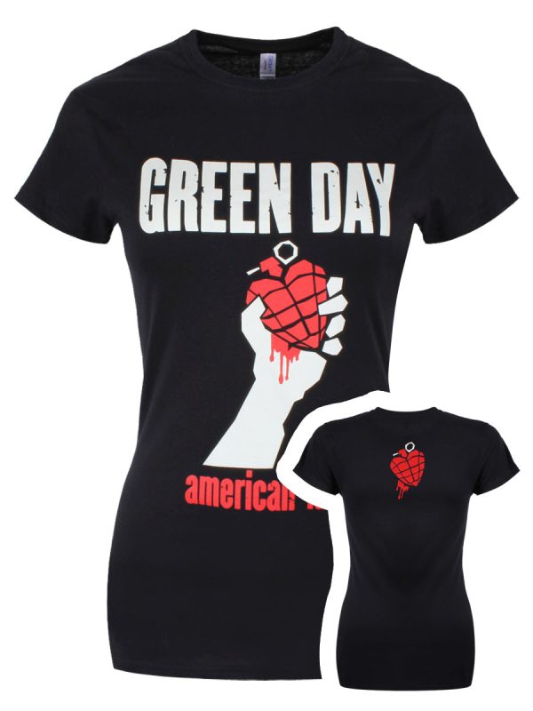 Green Day American Idiot Heart Ladies Black T-Shirt
