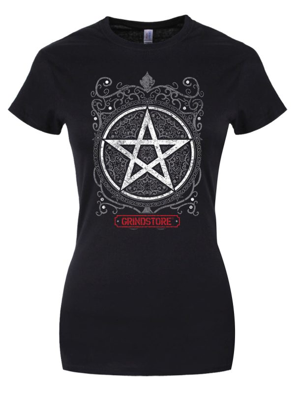 Grindstore Pentagram Star Ladies Black T-Shirt