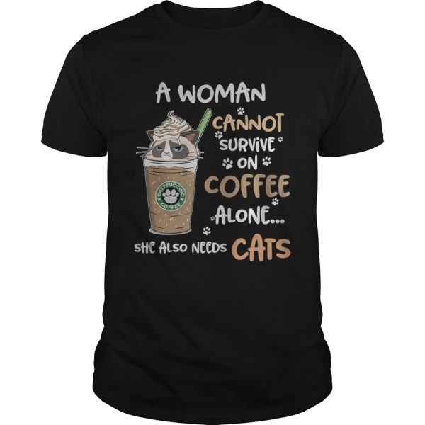 Grumpy cats catppouccino coffee a woman cannot survive on shirt