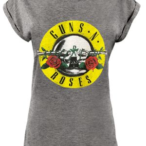 Guns N Roses Classic Logo Ladies Charcoal Grey Burnout T-Shirt