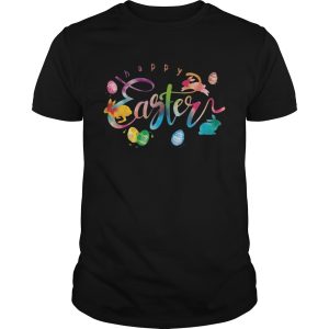 Happy Easter With Eggs Rabbits Decor T-Shirt