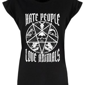 Hate People Love Animals Ladies Vegan Premium Black T-Shirt